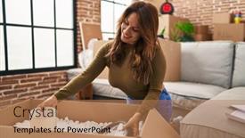  Presentation with confident - Presentation theme enhanced with young-latin-woman-smiling-confident background and a coral colored foreground