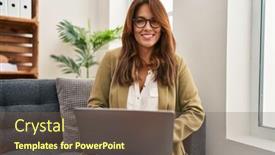  Presentation with confident - Slides consisting of young-latin-woman-smiling-confident background and a violet colored foreground