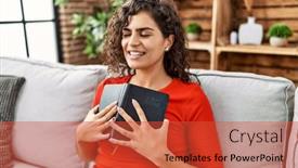  Presentation with confident - Slide deck having young-latin-woman-smiling-confident background and a red colored foreground