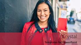  Presentation with passport - Slide deck enhanced with young-latin-woman-smiling-happy background and a red colored foreground