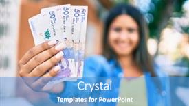  Presentation with college education happy smiling - PPT theme with young-latin-woman-smiling-happy background and a teal colored foreground