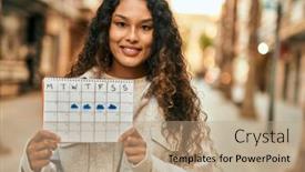  Presentation with weather - Colorful slide set enhanced with young-latin-woman-smiling-happy backdrop and a coral colored foreground