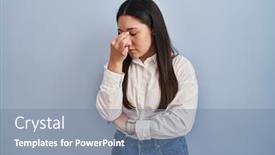  Presentation with blue eyes - Presentation enhanced with young-latin-woman-standing-over background and a seafoam green colored foreground