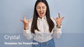  Presentation with latin music - PPT theme consisting of young-latin-woman-standing-over background and a seafoam green colored foreground