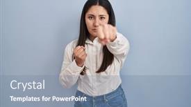  Presentation with violence woman - Slides with young-latin-woman-standing-over background and a seafoam green colored foreground