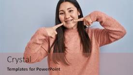  Presentation with dental - Presentation with young-latin-woman-standing-over background and a  colored foreground