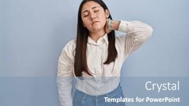  Presentation with injury - Theme consisting of young-latin-woman-standing-over background and a teal colored foreground