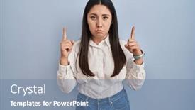  Presentation with unhappy - Slide set having young-latin-woman-standing-over background and a seafoam green colored foreground