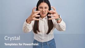  Presentation with yelling - PPT layouts enhanced with young-latin-woman-standing-over background and a seafoam green colored foreground