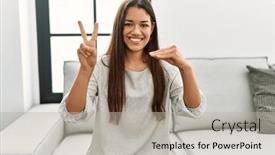  Presentation with sign language - Presentation theme consisting of young-latin-woman-talking background and a light gray colored foreground