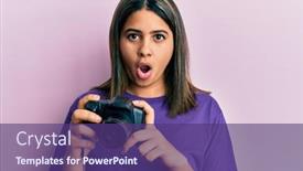  Presentation with reflex - Cool new theme with young-latin-woman-using-reflex backdrop and a violet colored foreground