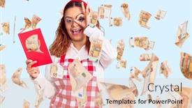  Presentation with recipe book - PPT theme consisting of young-latin-woman-wearing-apron background and a lemonade colored foreground