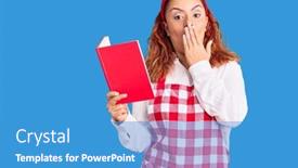  Presentation with recipe book - Amazing theme having young-latin-woman-wearing-apron backdrop and a teal colored foreground