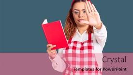  Presentation with recipe book - Slides having young-latin-woman-wearing-apron background and a coral colored foreground