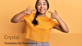  Presentation with dental - Audience pleasing slides consisting of young-latin-woman-wearing-casual backdrop and a gold colored foreground