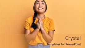  Presentation with praying hands - Cool new theme with young-latin-woman-wearing-casual backdrop and a yellow colored foreground