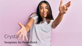  Presentation with tshirt - Slide deck with young-latin-woman-wearing-casual background and a lemonade colored foreground