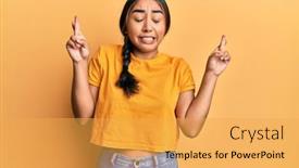  Presentation with hope - Presentation design consisting of young-latin-woman-wearing-casual background and a yellow colored foreground