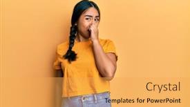  Presentation with bad breath - Colorful presentation design enhanced with young-latin-woman-wearing-casual backdrop and a yellow colored foreground