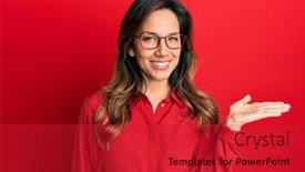  Presentation with hand palm - PPT theme consisting of young-latin-woman-wearing-casual background and a red colored foreground