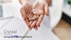  Presentation with hearing - Slide set having young-latin-woman-wearing-doctor background and a light gray colored foreground