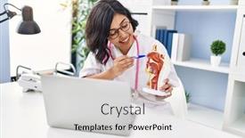  Presentation with respiratory system - Slide set consisting of young-latin-woman-wearing-doctor background and a white colored foreground