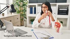  Presentation with nasal - PPT theme consisting of young-latin-woman-wearing-doctor background and a soft green colored foreground