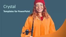  Presentation with fisher - Presentation design having young-latin-woman-wearing-fisher background and a ocean colored foreground