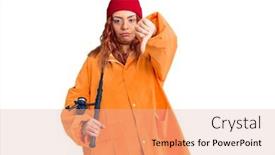  Presentation with fisher - PPT layouts enhanced with young-latin-woman-wearing-fisher background and a lemonade colored foreground