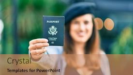  Presentation with passport - Presentation consisting of young-latin-woman-wearing-french background and a coral colored foreground