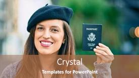  Presentation with passport - PPT layouts having young-latin-woman-wearing-french background and a coral colored foreground