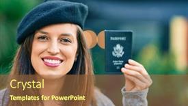  Presentation with passport - Slide deck featuring young-latin-woman-wearing-french background and a tawny brown colored foreground