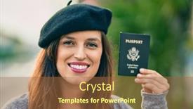 Presentation with passport - Theme consisting of young-latin-woman-wearing-french background and a tawny brown colored foreground