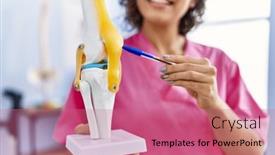  Presentation with physiotherapist - Slide set featuring young-latin-woman-wearing-physiotherapist background and a coral colored foreground