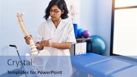  Presentation with physiotherapy - Slides consisting of young-latin-woman-wearing-physiotherapist background and a teal colored foreground