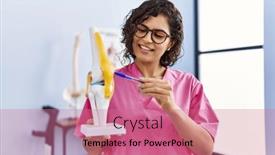  Presentation with knee - PPT theme enhanced with young-latin-woman-wearing-physiotherapist background and a coral colored foreground