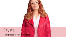  Presentation with red - Amazing slide deck having young-latin-woman-wearing-red backdrop and a red colored foreground