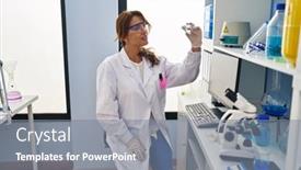  Presentation with scientist - Slides consisting of young-latin-woman-wearing-scientist background and a gray colored foreground