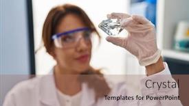  Presentation with scientist - Presentation having young-latin-woman-wearing-scientist background and a coral colored foreground