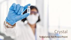  Presentation with medical vaccine - Slide set having young-latin-woman-wearing-scientist background and a lemonade colored foreground