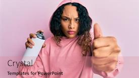  Presentation with anger - Presentation enhanced with young-latin-woman-wearing-sweatshirt background and a coral colored foreground