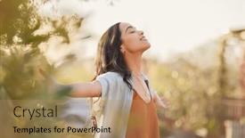  Presentation with free beugron air traffic control to - Presentation theme enhanced with young-latin-woman-with-arms background and a coral colored foreground