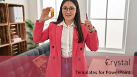  Presentation with working - PPT layouts having young-latin-woman-working background and a red colored foreground