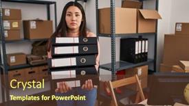  Presentation with simple business - Presentation enhanced with young-latin-woman-working background and a tawny brown colored foreground