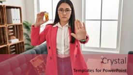  Presentation with defense - Presentation with young-latin-woman-working background and a red colored foreground