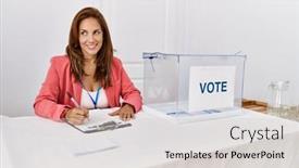  Presentation with writing - Theme with young-latin-woman-writing background and a lemonade colored foreground