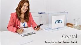  Presentation with writing - Presentation featuring young-latin-woman-writing background and a light gray colored foreground