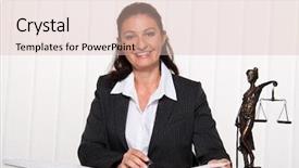  Presentation with advocate - Slide set consisting of young lawyer in the office background and a lemonade colored foreground