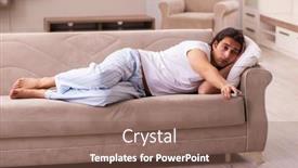  Presentation with concept - PPT theme featuring young-lazy-man-in-oversleeping background and a violet colored foreground