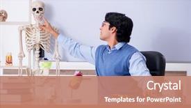  Presentation with anatomy - Cool new slides with young lecturer teacher teaching anatomy backdrop and a coral colored foreground